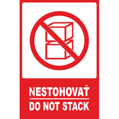 Selbstklebende Etiketten 80x120 mm NESTOHOVAŤ / DO NOT STACK, für Sendungen, 500 Etiketten pro Rolle