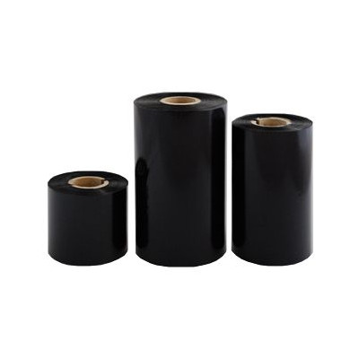 Thermotransferband 110 mm x 74 m, Wachs Premium schwarz, Außenwicklung (OUT), Rollenkern 12,7 mm, Länge 110 mm, mit Aussparungen