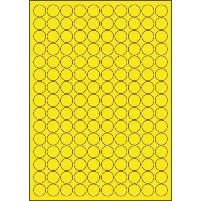 Colour paper self-adhesive labels circle 18x18 mm, on A4 sheet, for laser and inkjet printing