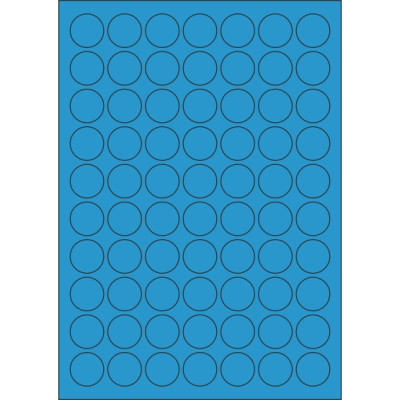 Colour paper self-adhesive labels circle 25x25 mm, on A4 sheet, for laser and inkjet printing