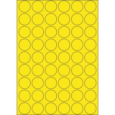 Colour paper self-adhesive labels circle 30x30 mm, on A4 sheet, for laser and inkjet printing