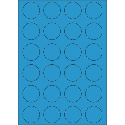 Colour paper self-adhesive labels circle 40x40 mm, on A4 sheet, for laser and inkjet printing