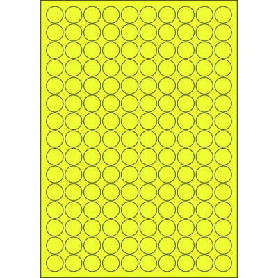 Signal colour paper self-adhesive labels circle 18x18 mm, on A4 sheet, for laser printing